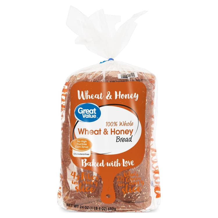 Great Value 100% Whole Wheat & Honey Bread Loaf