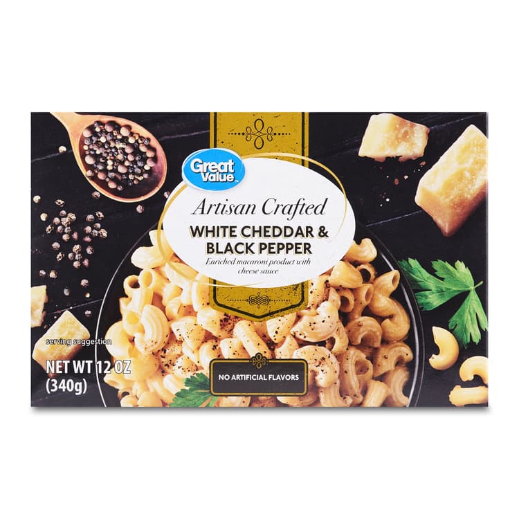 Great Value Artisan Crafted White Cheddar & Black Pepper Macaroni And Cheese