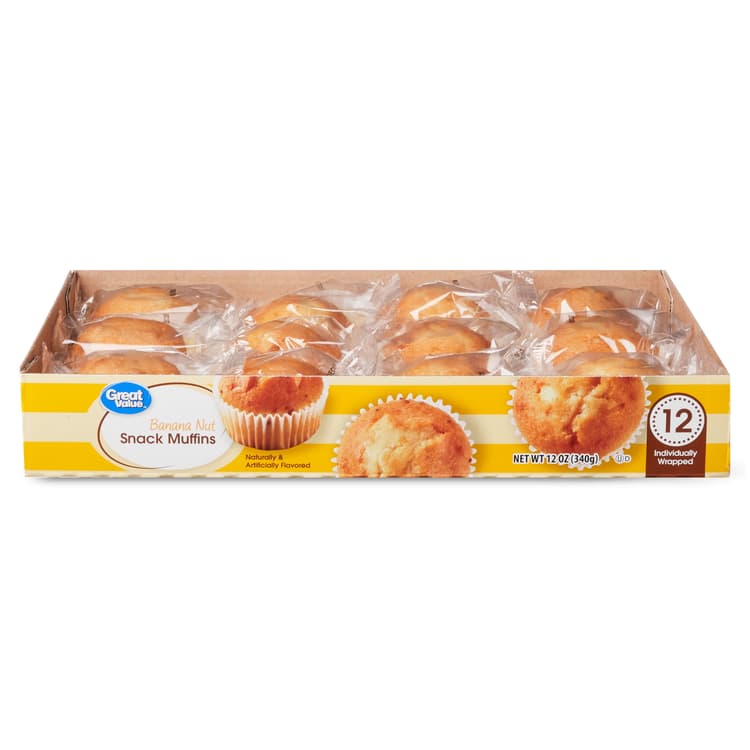 Great Value Banana Nut Snack Muffins, Individually Wrapped Pastry