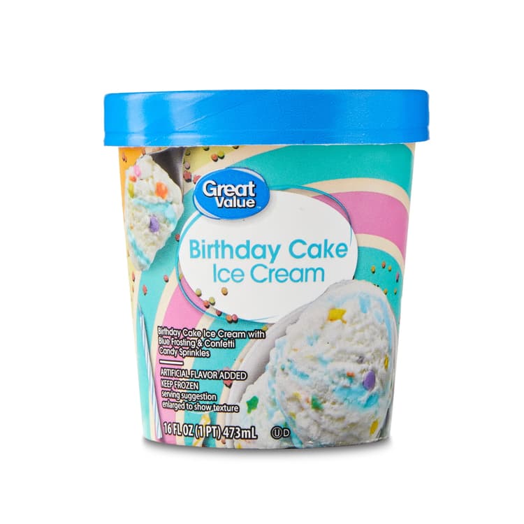 Great Value Birthday Cake Ice Cream With Blue Frosting & Confetti Candy Sprinkles