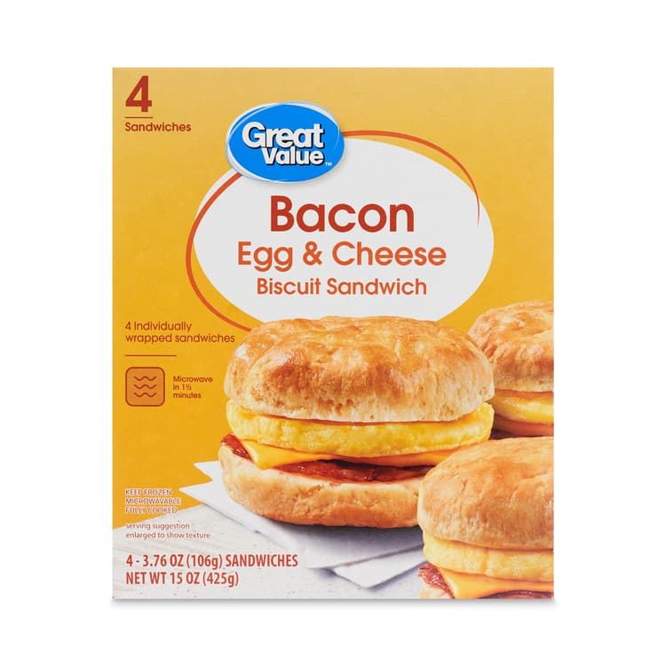 Great Value Biscuit Sandwiches Bacon Egg And Cheese, Size
