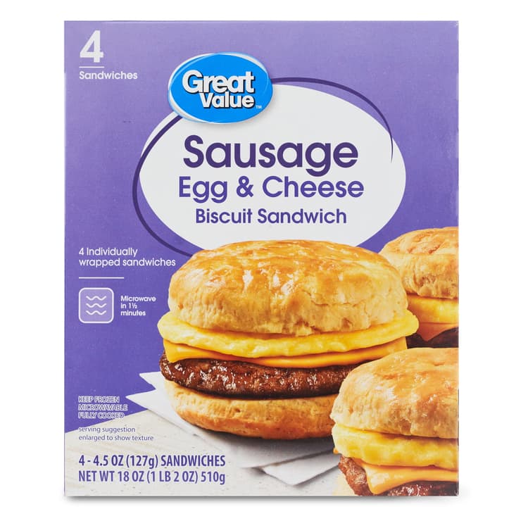 Great Value Biscuit Sandwiches Sausage Egg And Cheese, Size