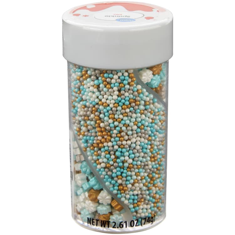 Great Value Blue, White And Gold Snowflake Winter Sprinkle Mix