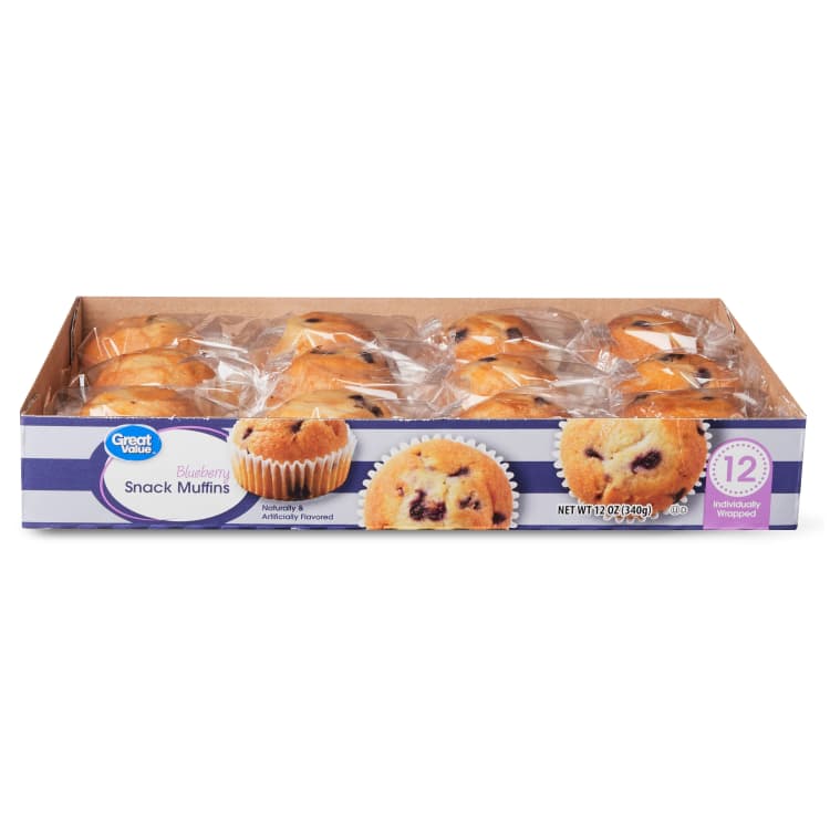 Great Value Blueberry Snack Mini Muffins, Individually Wrapped Pastry
