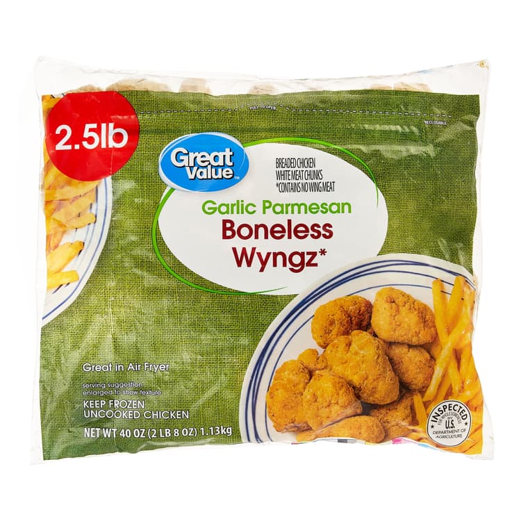 Great Value Boneless Chicken Wyngz, Garlic Parmesan