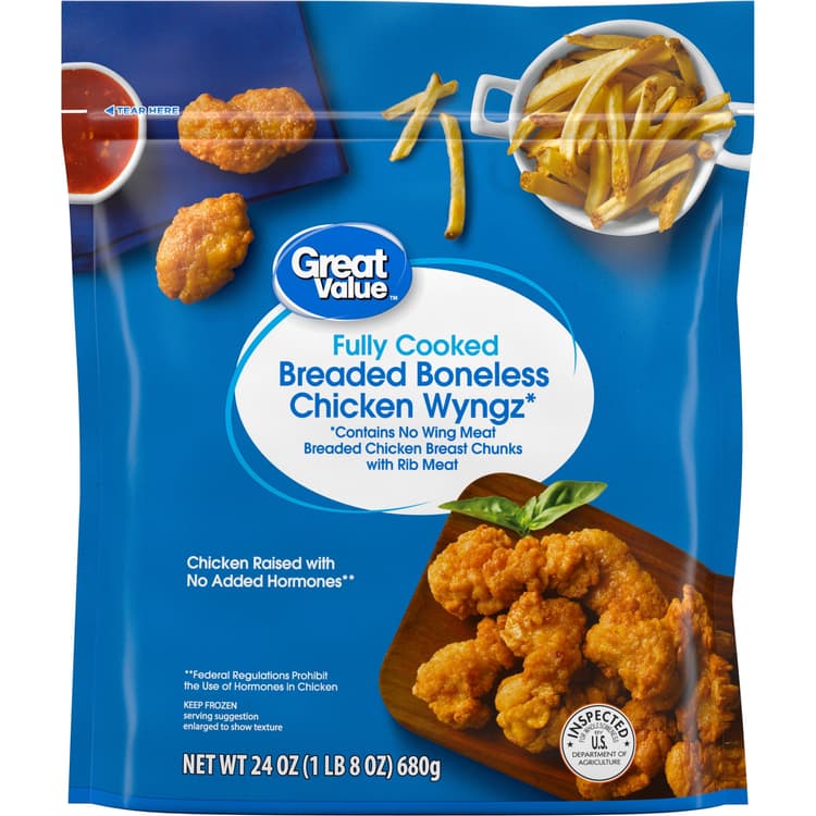 Great Value Boneless Fully Cooked Breaded Chicken Wyngz