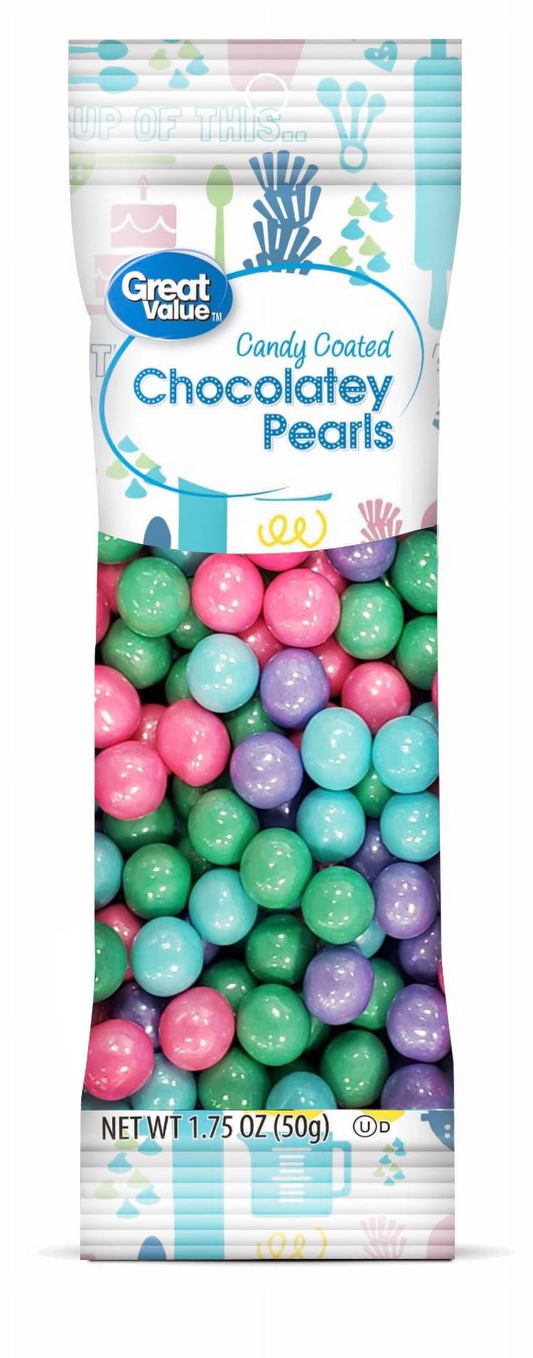 Great Value Candy Coated Chocolatey Pearls, Red/Orange/Yellow/Blue/Green