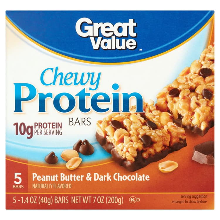 Great Value Chewy Protein Bar Peanut Butter & Dark Chocolate Protein