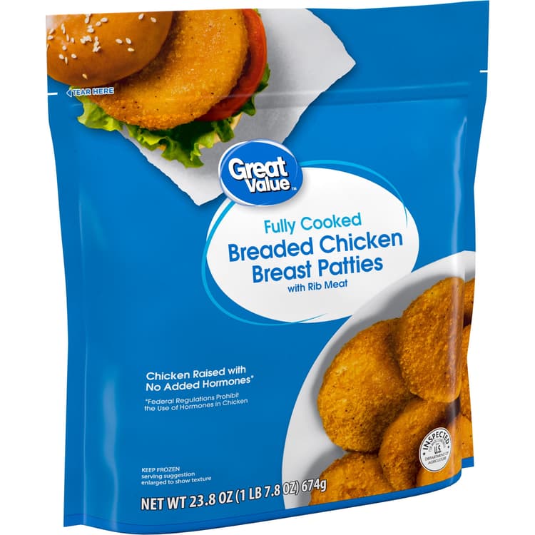 Great Value Fully Cooked Breaded Chicken Breast Patties