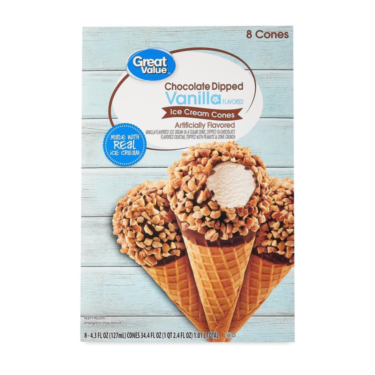 Great Value Chocolate Dipped Vanilla Flavored Ice Cream Cones