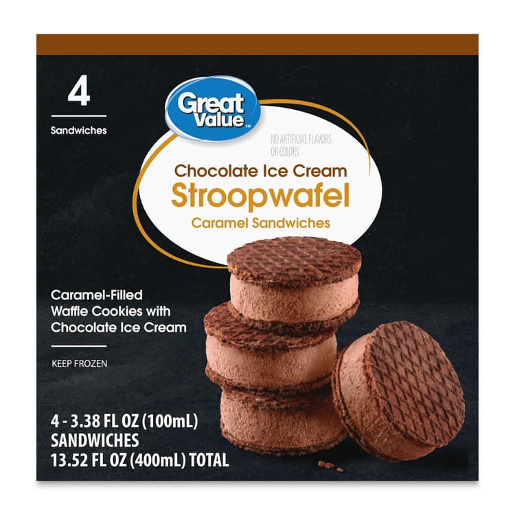 Great Value Chocolate Ice Cream Stroopwafel Caramel Sandwiches