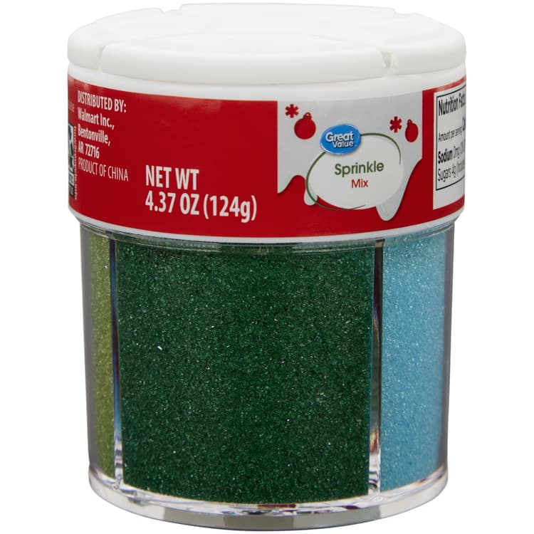 Great Value Christmas Sparkling Sugars, Sanding Sugar For Desserts,, Assorted Colors