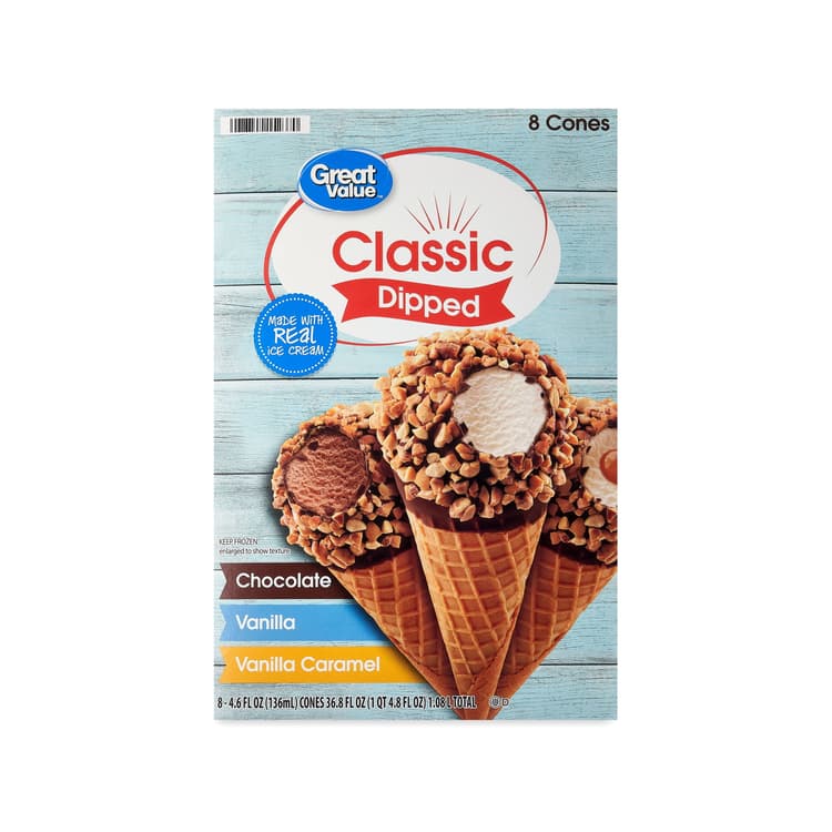 Great Value Classic Dipped Ice Cream Cones Variety Pack