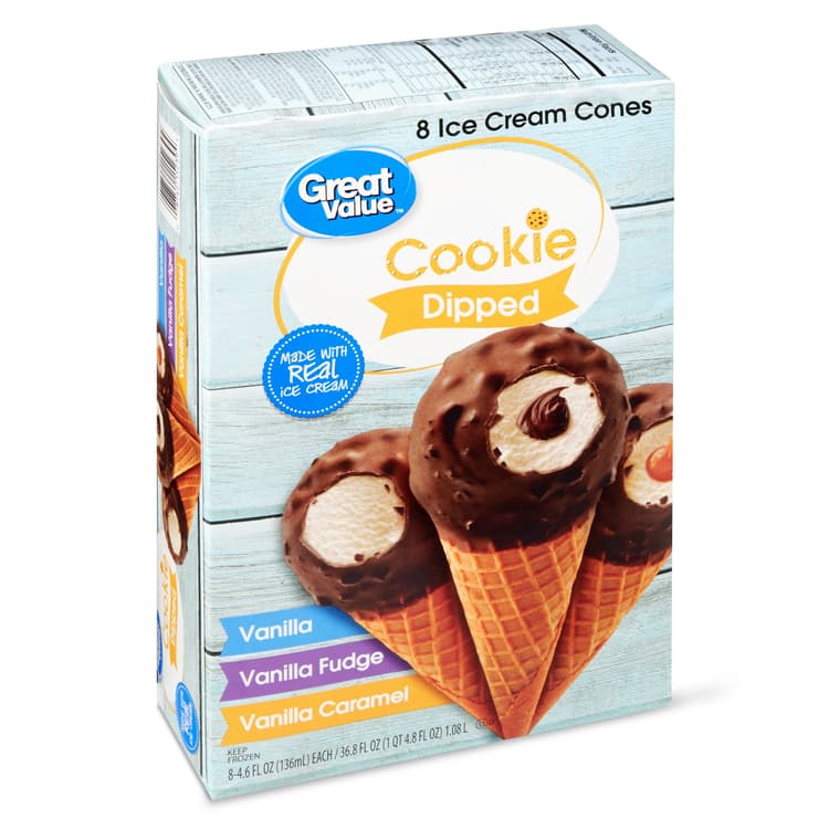 Great Value Cookie Dipped Ice Cream Cones Variety Pack