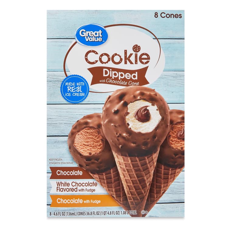 Great Value Cookie Dipped With Chocolate Ice Cream Cones, Variety Pack