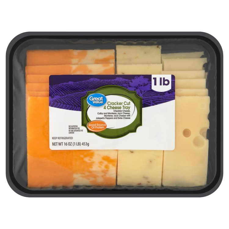 Great Value Cracker Cut Sliced 4 Cheese Tray