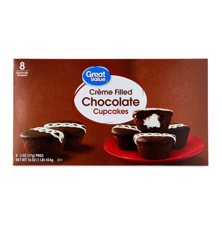 Great Value Creme Filled Chocolate Cupcakes