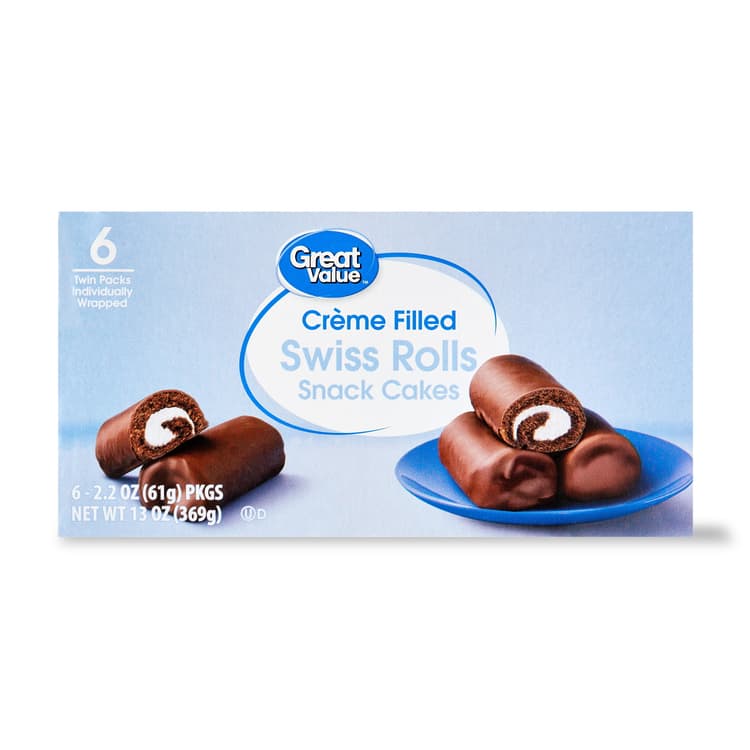 Great Value Creme Filled Swiss Rolls Snack Cakes