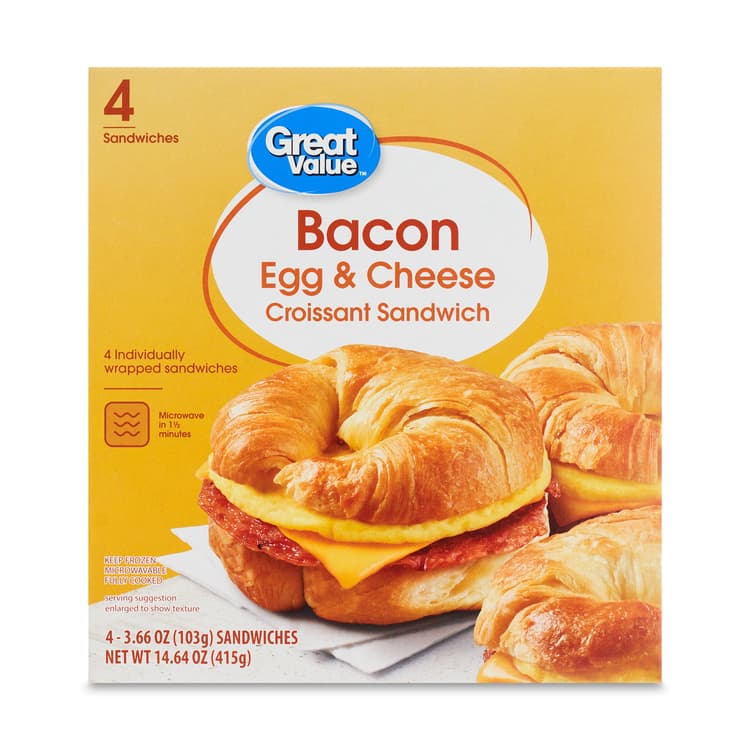 Great Value Croissant Sandwiches Bacon Egg And Cheese, Size