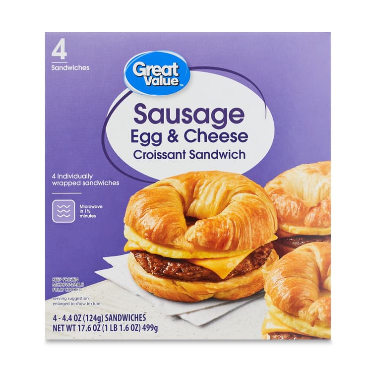 Great Value Croissant Sandwiches Sausage Egg And Cheese, Size