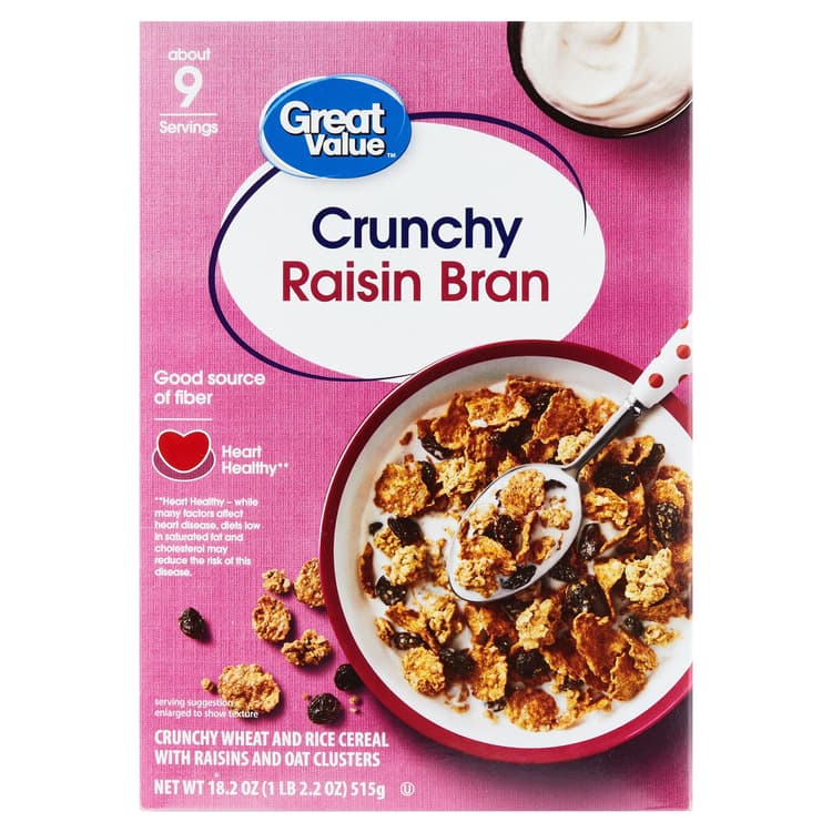 Great Value Crunchy Raisin Bran Breakfast Cereal