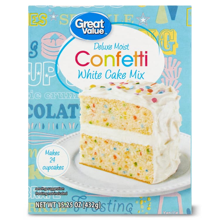 Great Value Deluxe Moist Confetti White Cake Mix
