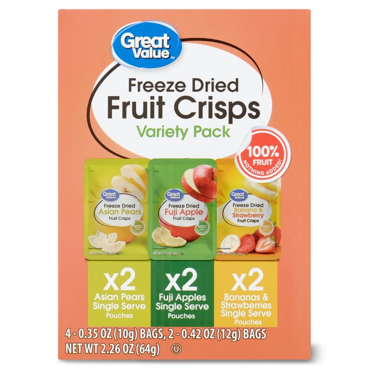 Great Value Freeze Dried Fruit Crisps, Variety Pack