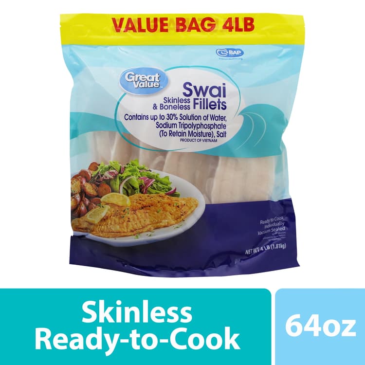 Great Value Skinless & Boneless Swai Fillets Value Bag