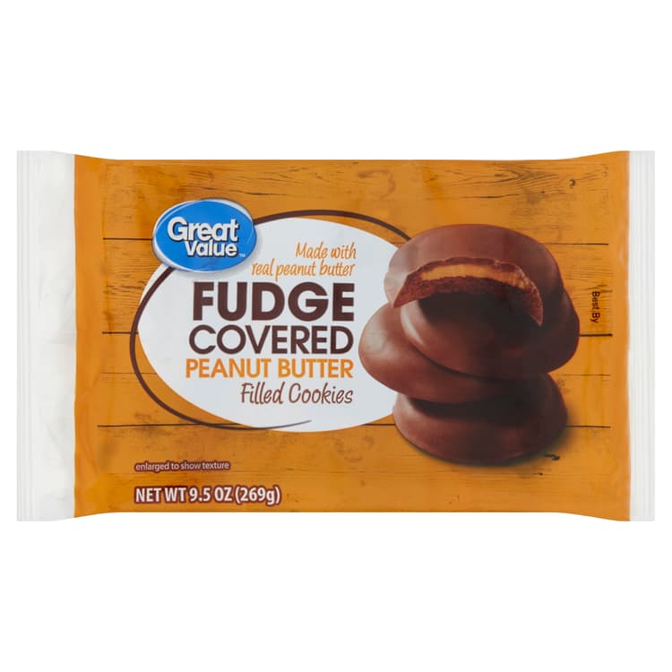 Great Value Fudge-Covered Peanut Butter-Filled Cookies