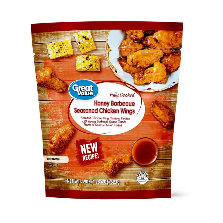 Great Value Fully Cooked Honey Barbecue Seasoned Chicken Wings, Whole