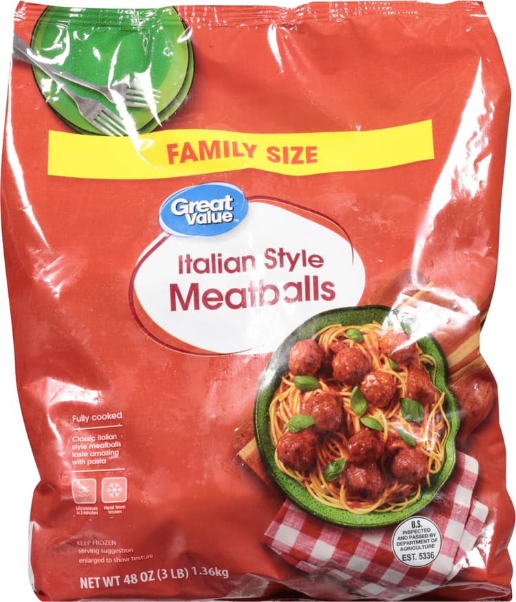 Great Value Fully Cooked Italian Style Meatballs, Family Size