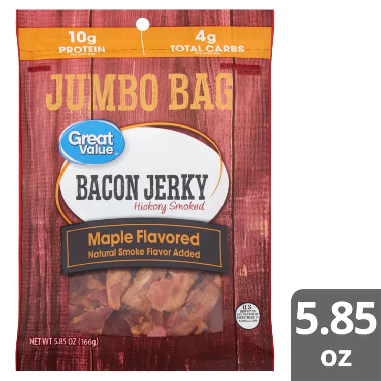 Great Value Hickory Smoked Maple Flavored Bacon Jerky Jumbo Bag