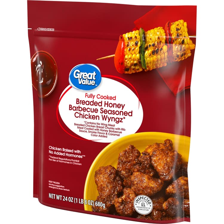 Great Value Honey Barbeque Seasoned Boneless Fully Cooked Breaded Chicken Wyngz