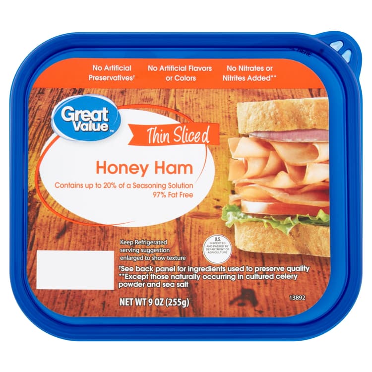 Great Value Honey Ham Lunchmeat Plastic Tub, 10 Grams Of Protein Per