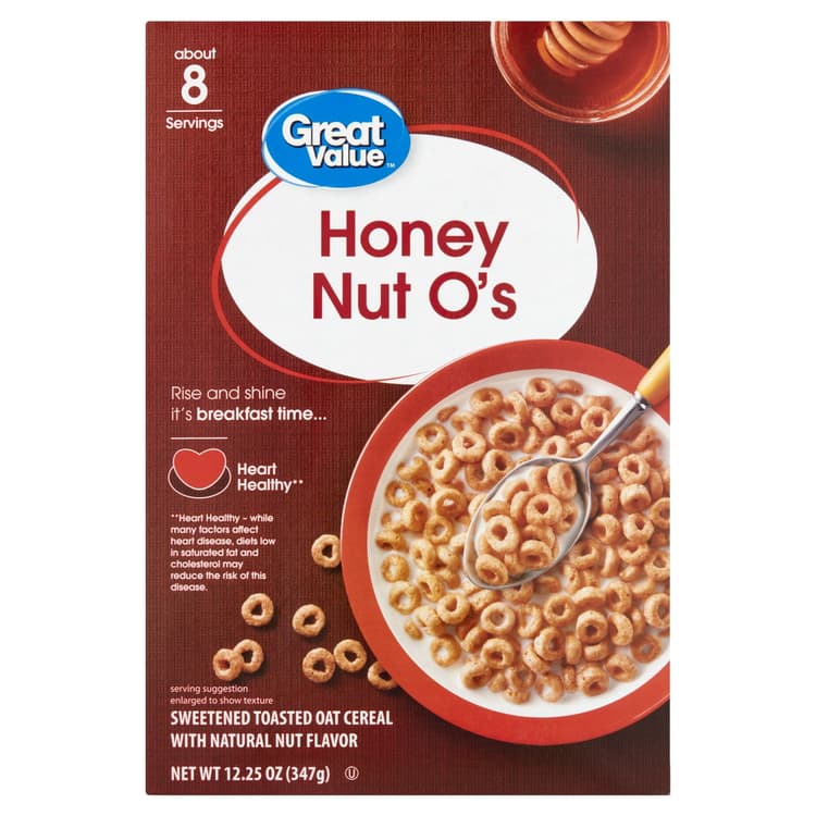 Great Value Honey Nut O'S Sweetened Toasted Oat Cereal
