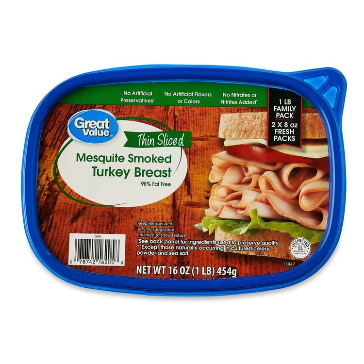 Great Value Mesquite Smoked Turkey Breast Lunchmeat, Plastic Tub, Of Protein Per