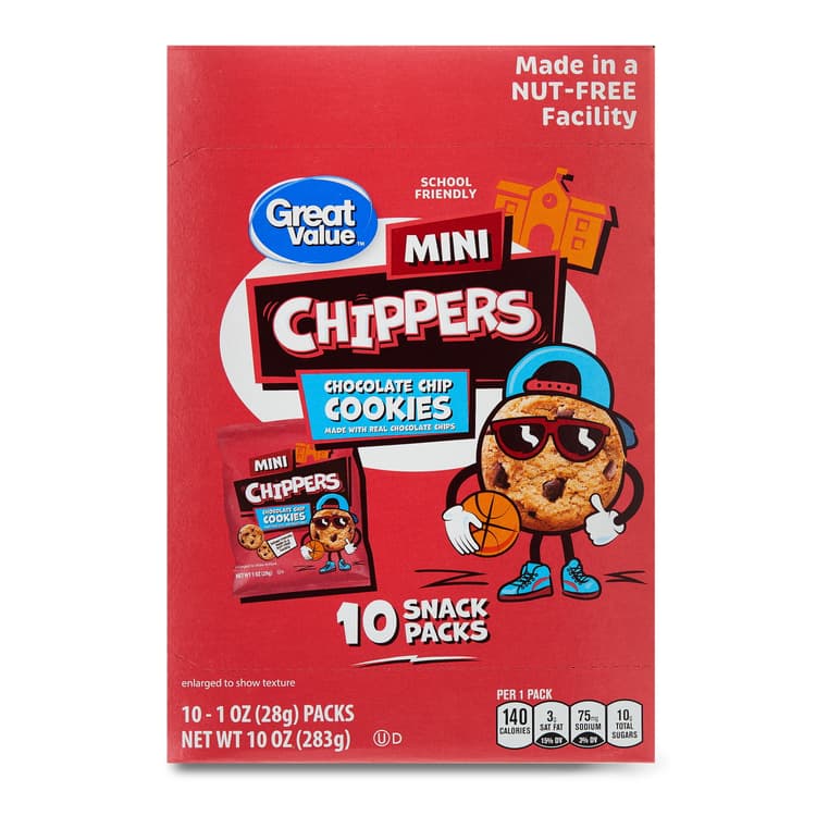 Great Value Mini Chippers Chocolate Chip Cookies 10 Snack