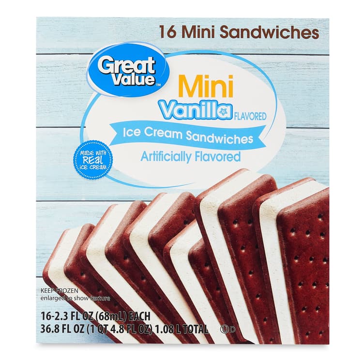 Great Value Mini Vanilla Flavored Ice Cream Sandwiches