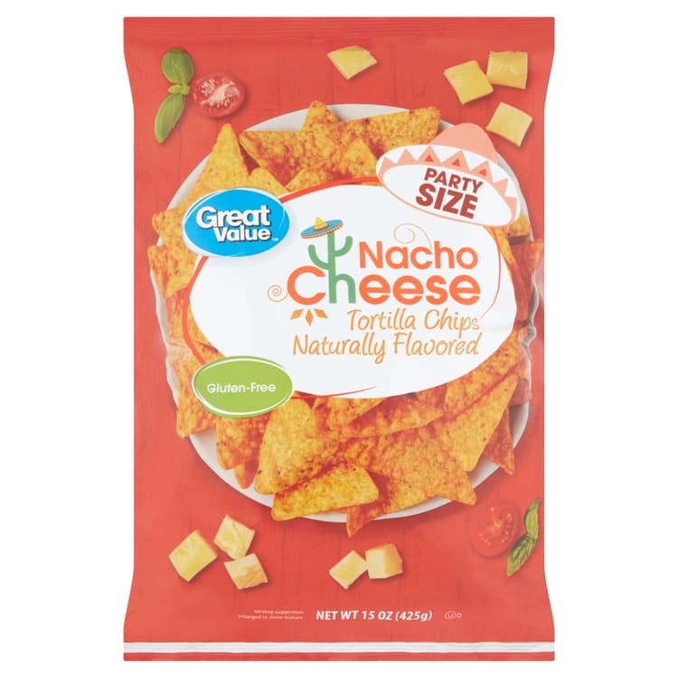 Great Value Nacho Cheese Tortilla Chips Party Size