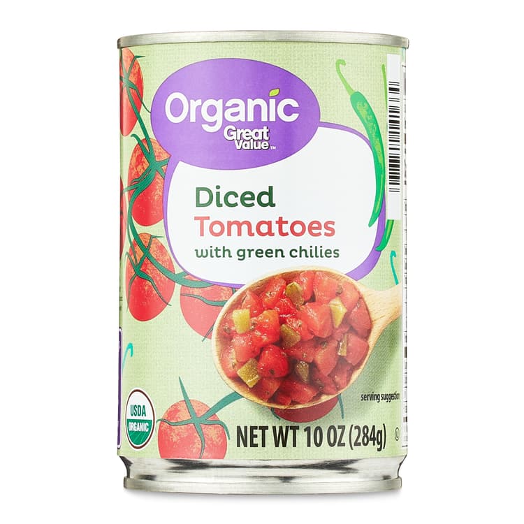 Organic Great Value Diced Tomatoes With Green Chilies