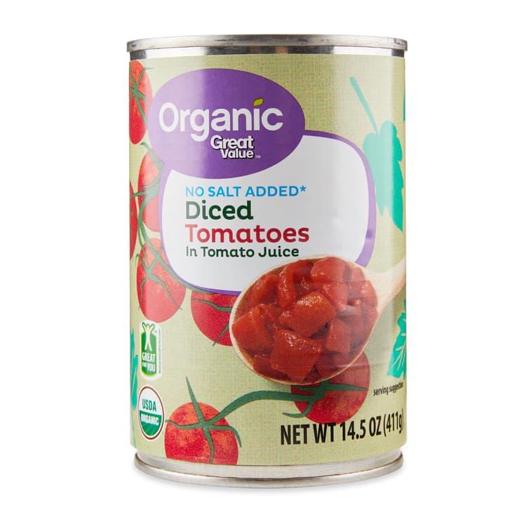 Great Value Organic No Salt Added Diced Tomatoes