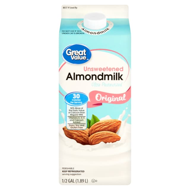 Is it GERD Friendly? Great Value Original Unsweetened Almond Milk, Half Gallon