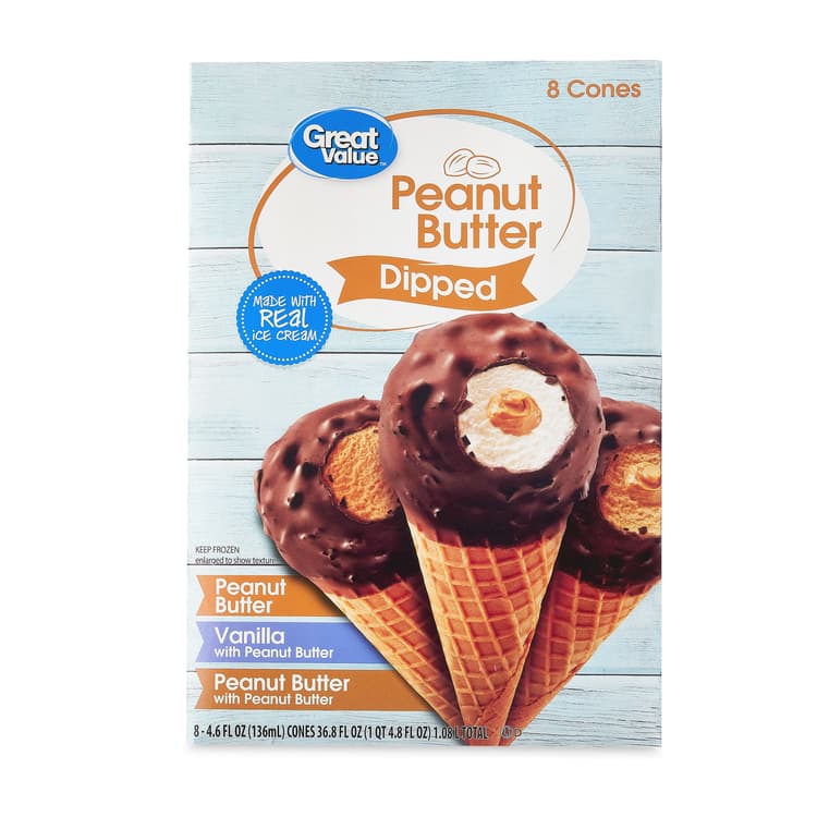 Great Value Peanut Butter Dipped Ice Cream Cones Variety Pack