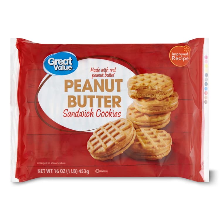 Great Value Peanut Butter Sandwich Cookies, Shelf-Stable/Ambient, Whole