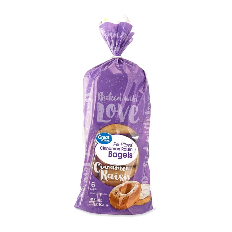 Great Value Pre-Sliced Cinnamon Raisin Bagels