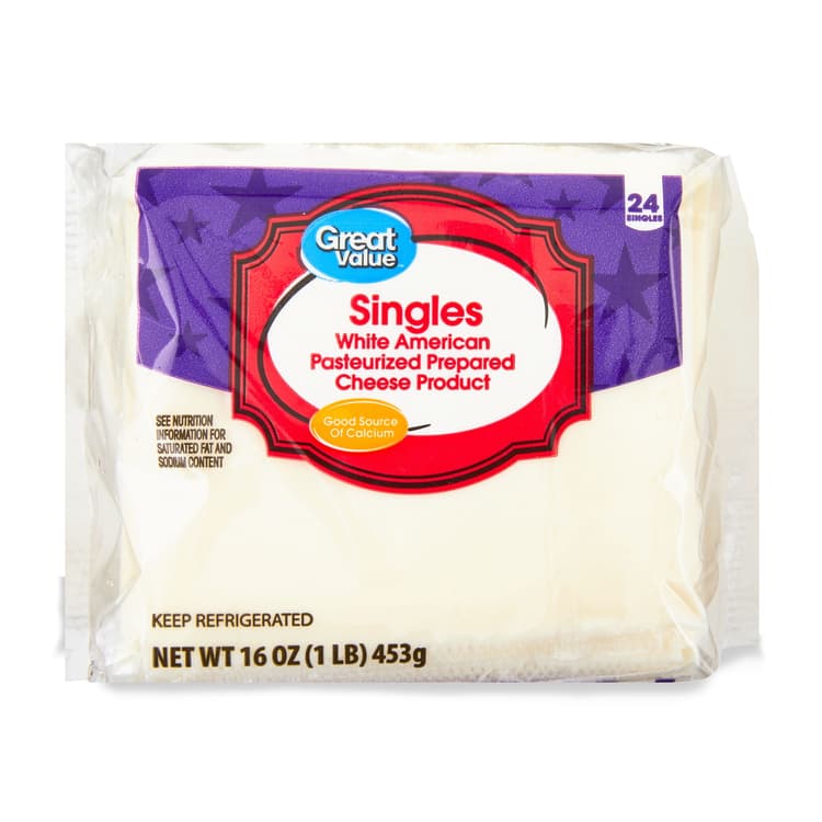 Great Value Singles Pasteurized Prepared Sliced White American Cheese