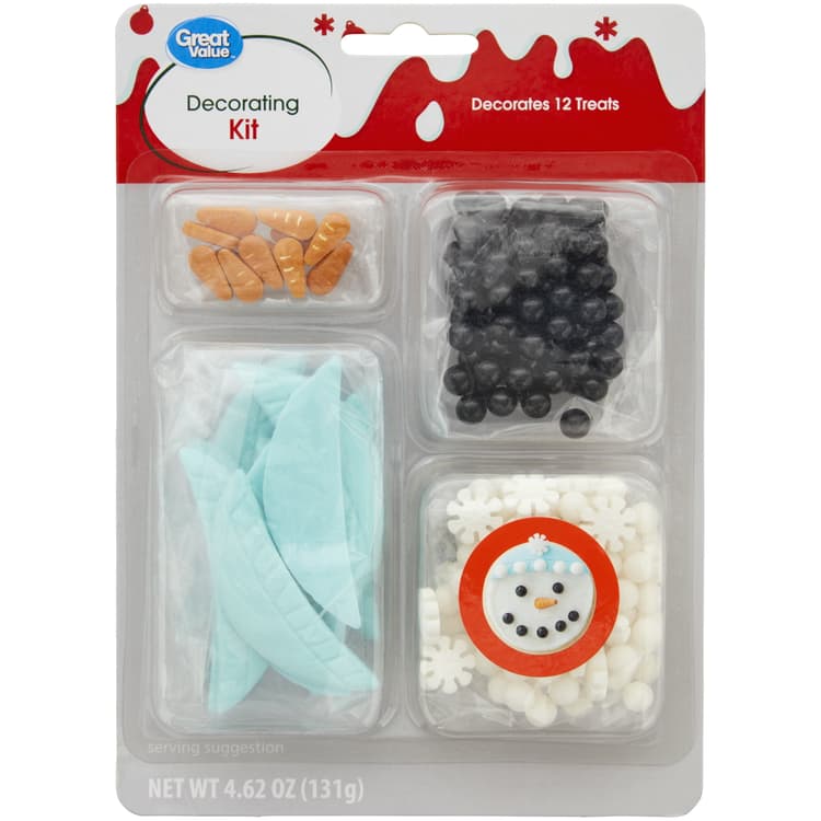 Great Value Snowman Winter Cupcake Decorating Kit, Includes 12 Sets