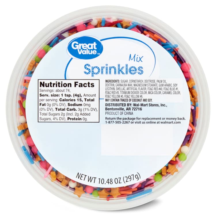 Great Value Sprinkles Mix Tub For Desserts, Candies, Jimmies And Pearls,, Assorted Colors