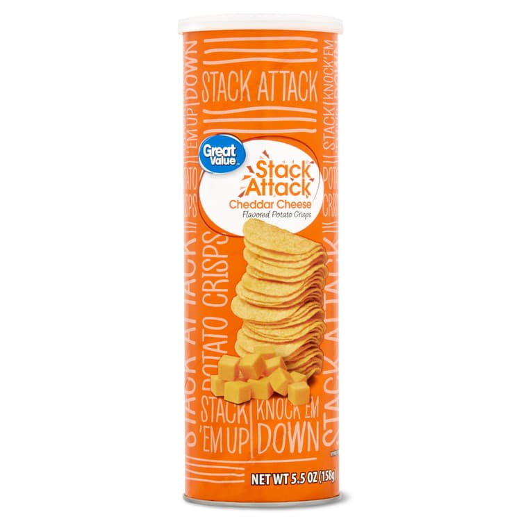 Great Value Stack Attack Potato Crisps, Cheddar Cheese