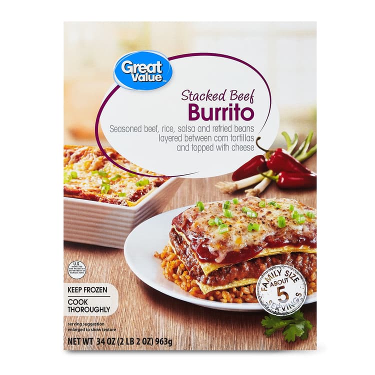 Great Value Stacked Beef Burrito